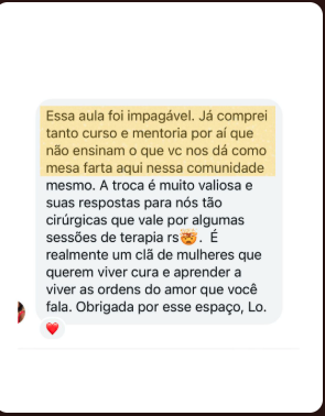 Depoimento de aluna da Comunidade Lorene Batan